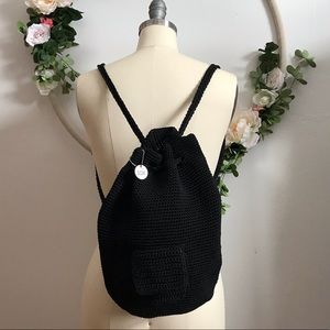 The Sak: Black Crochet Bucket Backpack